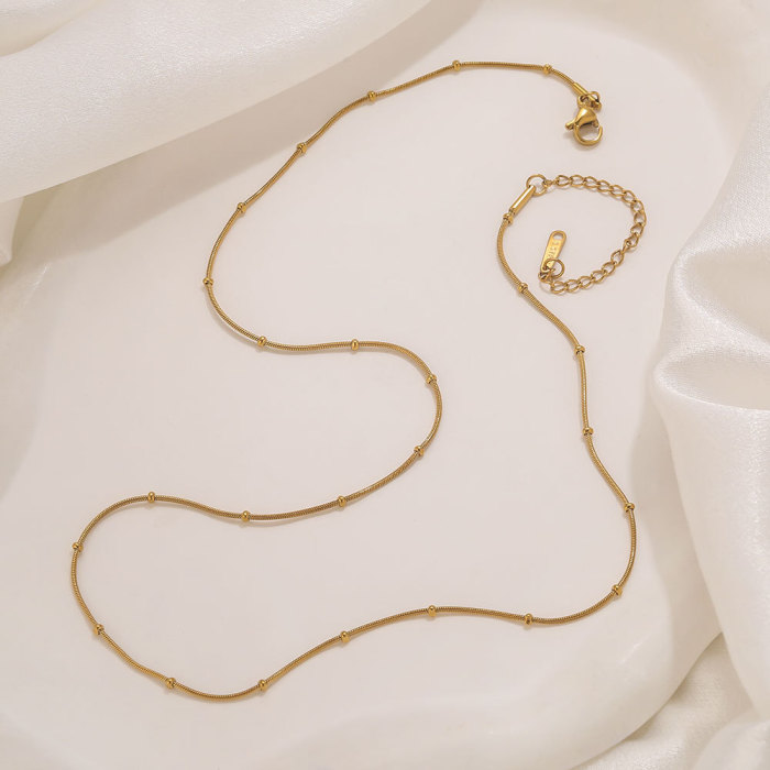 New Round Snake Chain Bead Chain Stainless Steel Jewelry Necklace Chain Versatile Titanium Steel Chain Jewelry Accessories Wholesale