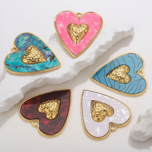 Stainless Steel Big Heart Pendant 18k Vacuum Plating Oil Drop Big Heart DIY Necklace Bracelet Jewelry Accessories