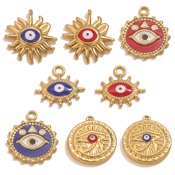 Stainless Steel Devil's Eye Oil Drop Pendant DIY Turkish Eye Style Titanium Steel Necklace Pendant
