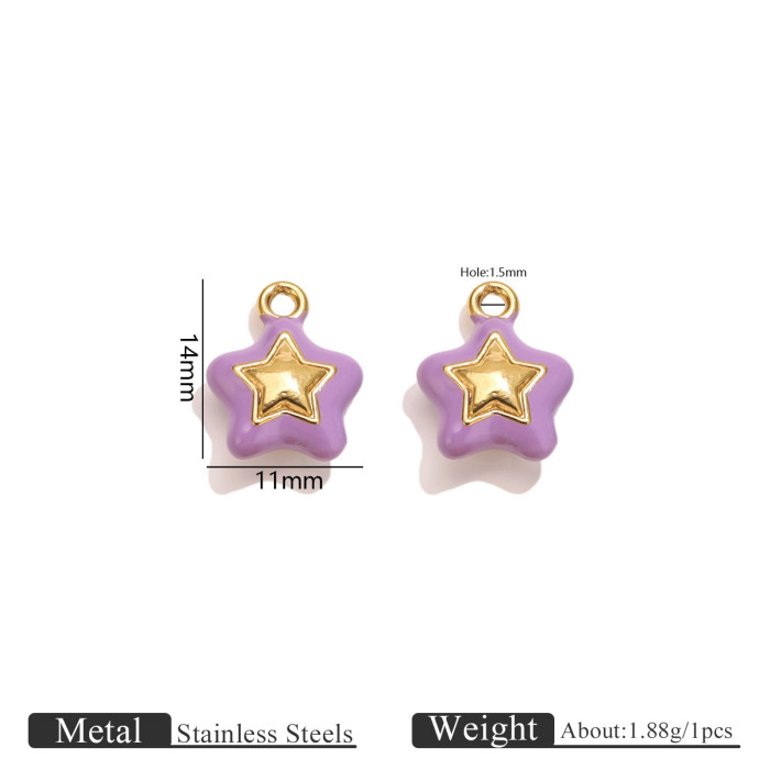Stainless Steel Star Heart Painted Pendant DIY Cream Style Hanging Pendant Necklace Bracelet Jewelry Accessories Whol...