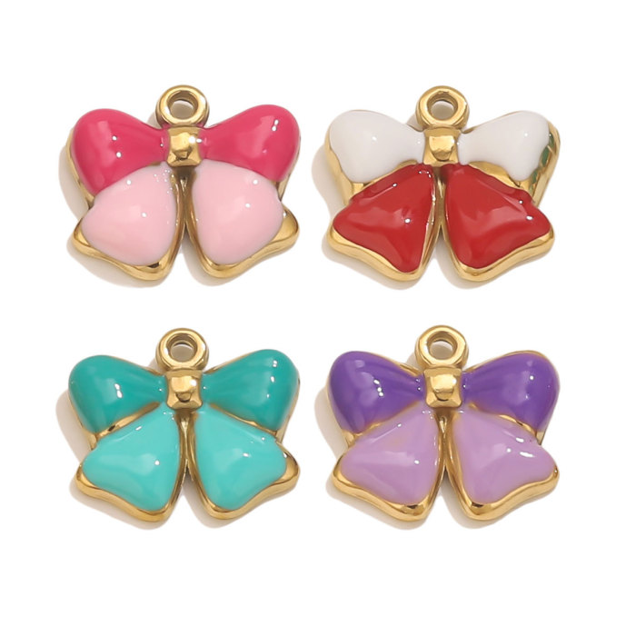 DIY Jewelry Accessories Stainless Steel Oil Drop Bow Pendant DIY Handmade Bracelet Necklace Accessories Wholesale