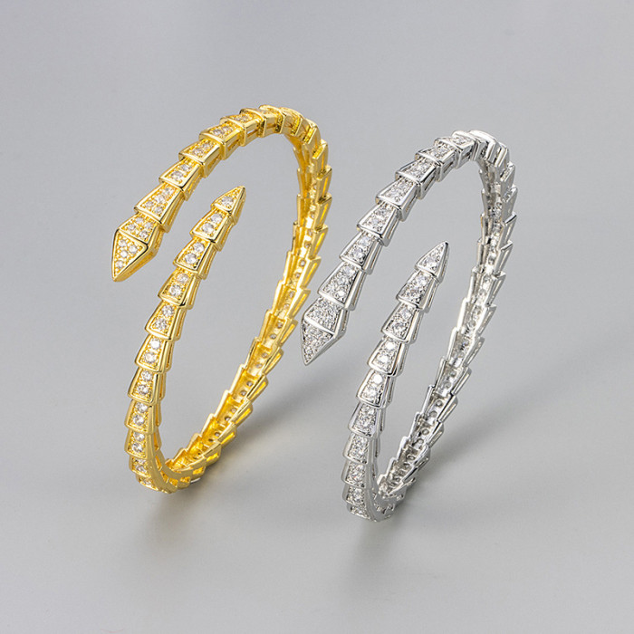 Cross-Border New Creative Full Diamond Snake Bone Bracelet Foreign Trade Hot-Selling Feminine High-End Trendy Bracelet Personalized Jewelry