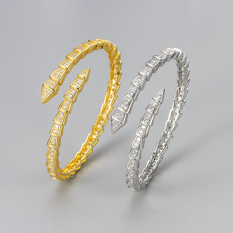 Cross-Border New Creative Full Diamond Snake Bone Bracelet Foreign Trade Hot-Selling Feminine High-End Trendy Bracelet Personalized Jewelry