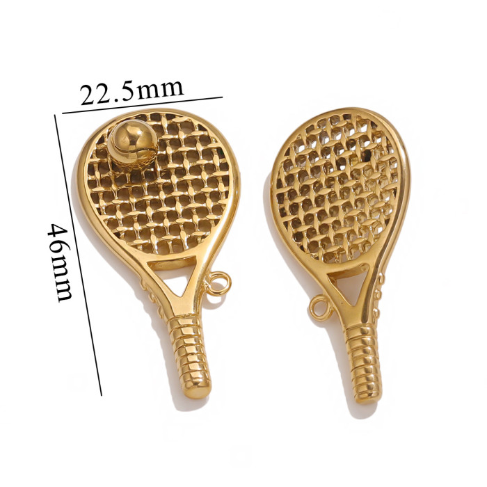 Cross-Border Stainless Steel Keychain Pendant Creative Tennis Racket Key Pendant DIY Retro Bag Necklace Pendant