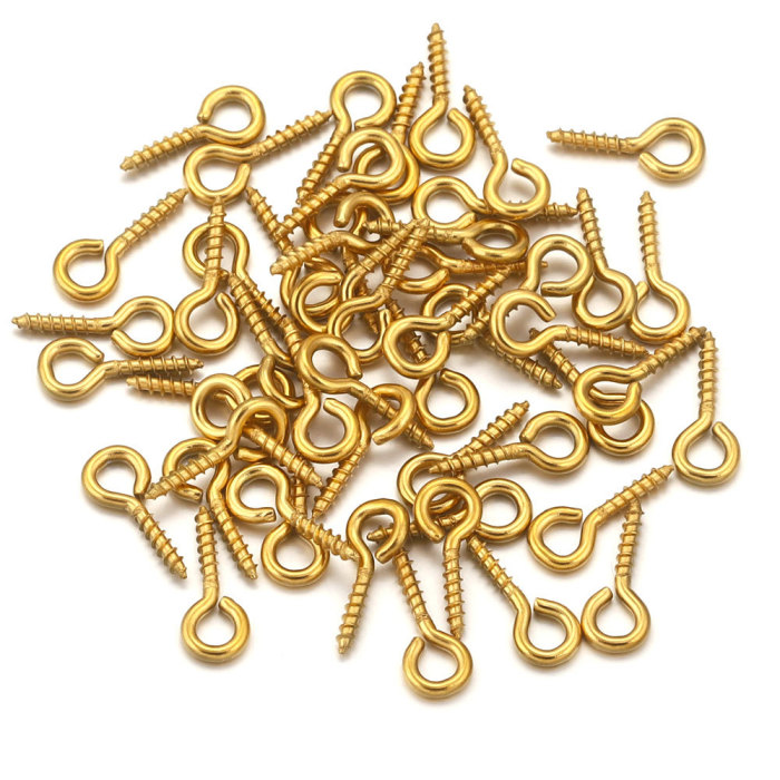Stainless Steel Eye Pins Gold 9-shaped Screw Pins Necklace Keychain Connection DIY Handmade Jewelry Accessories Wholesale