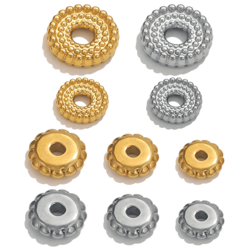 Stainless Steel Perforated Wheel Spacer Beads Gear Spacer Beads DIY Bracelet Spacer Bead Material Wholesale
