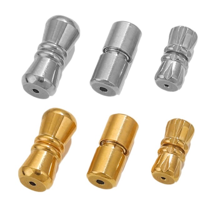 Non-Fading Stainless Steel Titanium Steel Threaded Screw Buckle Peanut Buckle Crystal Pearl Bracelet Buckle Necklace...