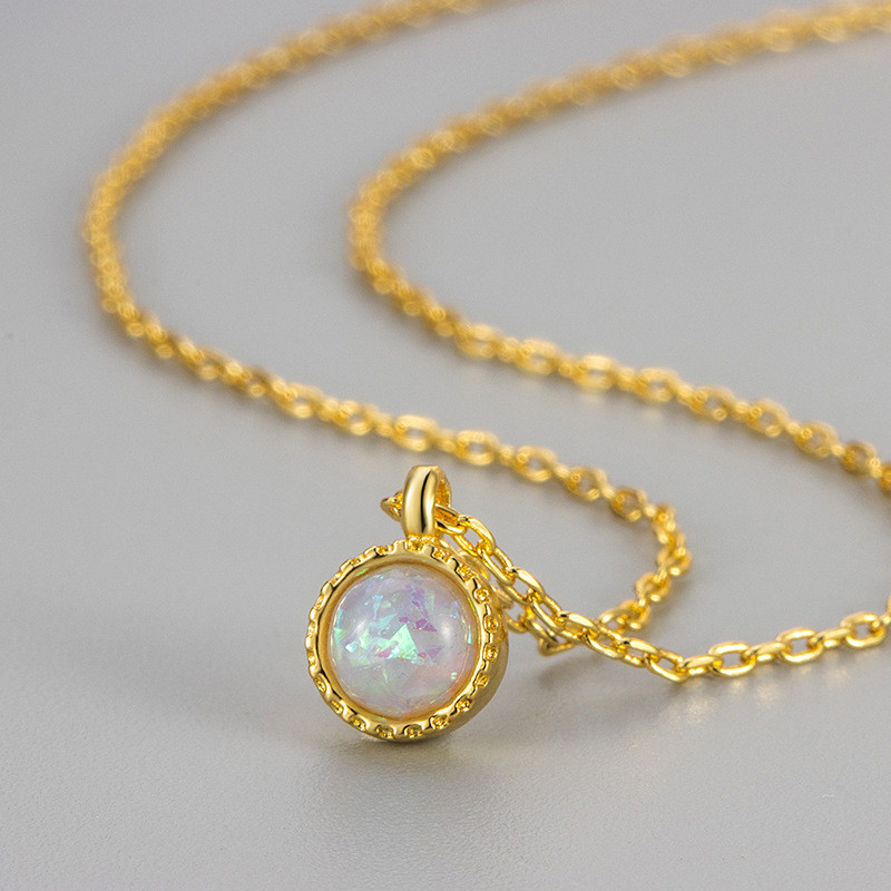 European and American Cross-Border Opal Necklace Collarbone Chain Brightening Exquisite French Light Luxury Fashion Set High-End Necklace for Women
