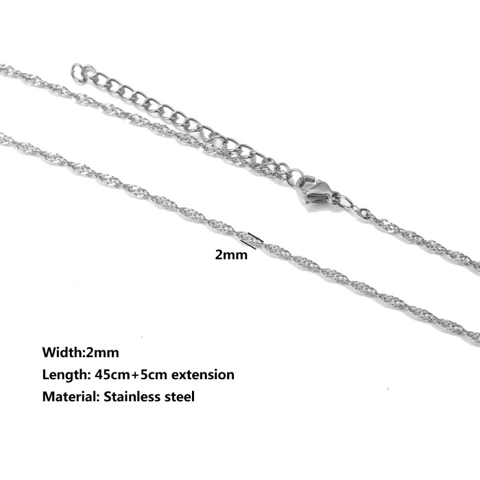 Women's 45+5cm Lip Necklace Stainless Steel Water Ripple Chain Clavicle Chain DIY Jewelry Accessories Necklace