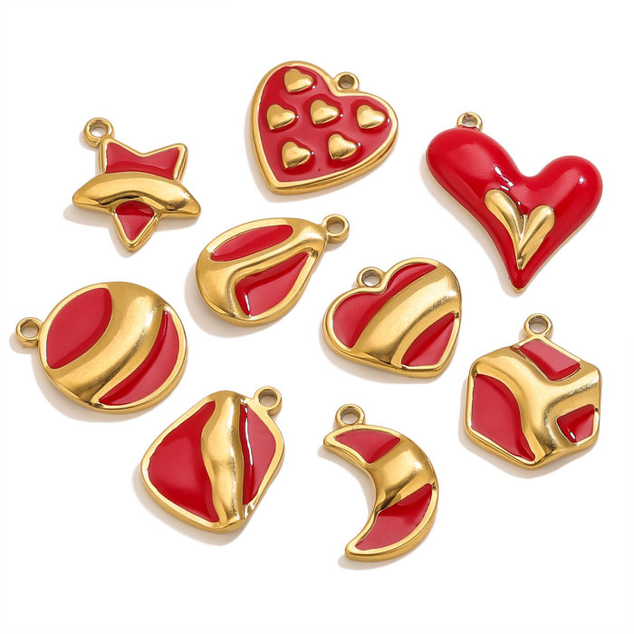 Stainless Steel Red Drip Stainless Steel Red Drip Oil Heart Pendant Irregular Pendant Accessories
