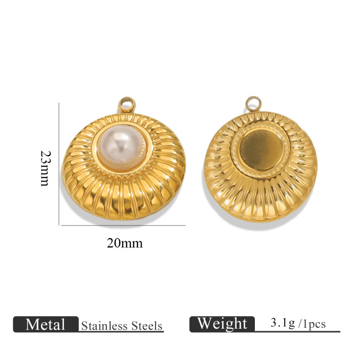 Stainless Steel Ins Style Electroplated 18K Gold Imitation Pearl Pendant DIY Handmade Jewelry Accessories Wholesale,...