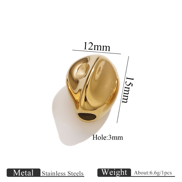 304 Titanium Steel Stainless Steel Crushed Stone Large Hole Beads 18K Gold Plated Rhombus Shaped Stone Beads Bracelet...