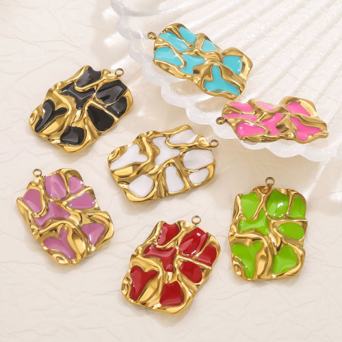 Stainless Steel Oil Drop Rectangle Pendant 18k Gold Plated Titanium Steel Necklace Pendant DIY Jewelry Accessories Wholesale