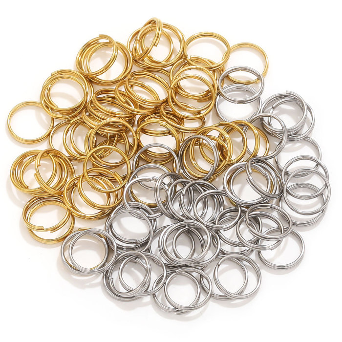DIY Jewelry Accessories Mini Keychain Double Layer Ring Double Loop Jewelry Accessories Stainless Steel Vacuum Gold Plated Color Retention