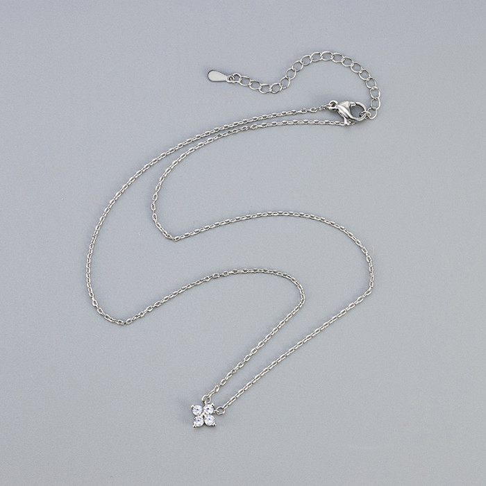 Foreign Trade Fashion Cross-Border New Hot-Selling Four-Leaf Clover Zircon Necklace for Women Versatile Light Luxury Niche High-End Clavicle Chain