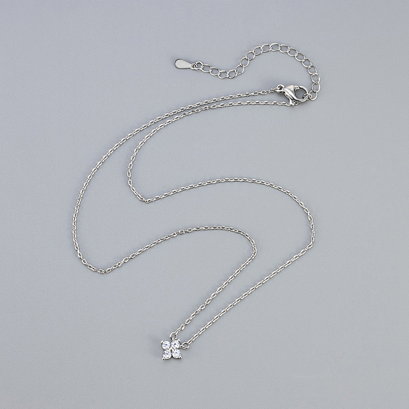Foreign Trade Fashion Cross-Border New Hot-Selling Four-Leaf Clover Zircon Necklace for Women Versatile Light Luxury Niche High-End Clavicle Chain