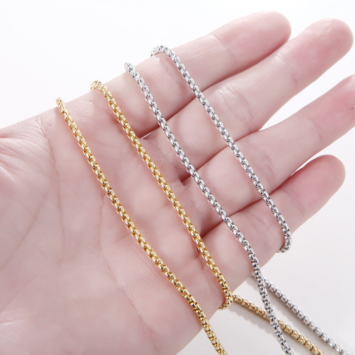 Stainless Steel Square Pearl Dragon Bone Chain Necklace Titanium Steel Jewelry Chain Flower Basket Thick Chain Wholesale DIY Jewelry Accessories
