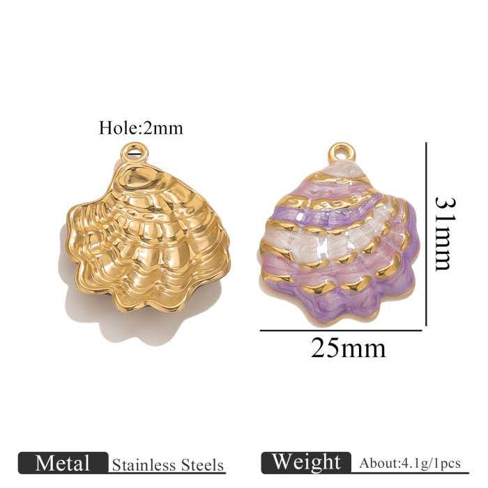 Stainless Steel New Product 18K Vacuum Electroplating Oil Drop Shell Pendant Jewelry Accessories DIY Jewelry Accessor...