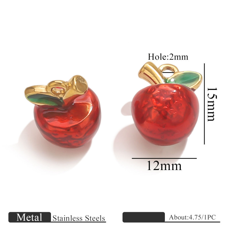 Stainless Steel Apple 3D Fruit Lipstick Pony Series Jewelry Accessories DIY Fresh Style Accessories