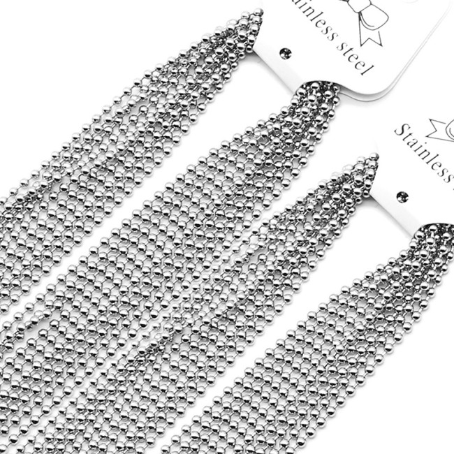 Stainless Steel Round Bead Chain Men's Necklace Titanium Steel European and American Style Jewelry Pendant Chain DIY Jewelry Accessories