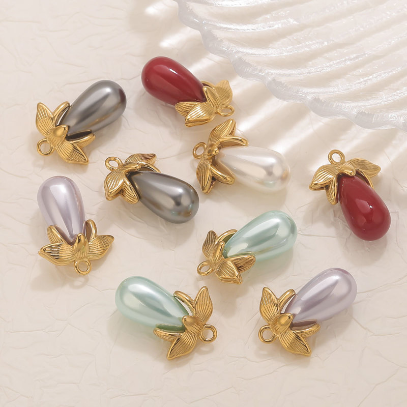 Stainless Steel Vacuum Electroplated Gold Water Drop Pendant DIY Handmade Accessories Wholesale