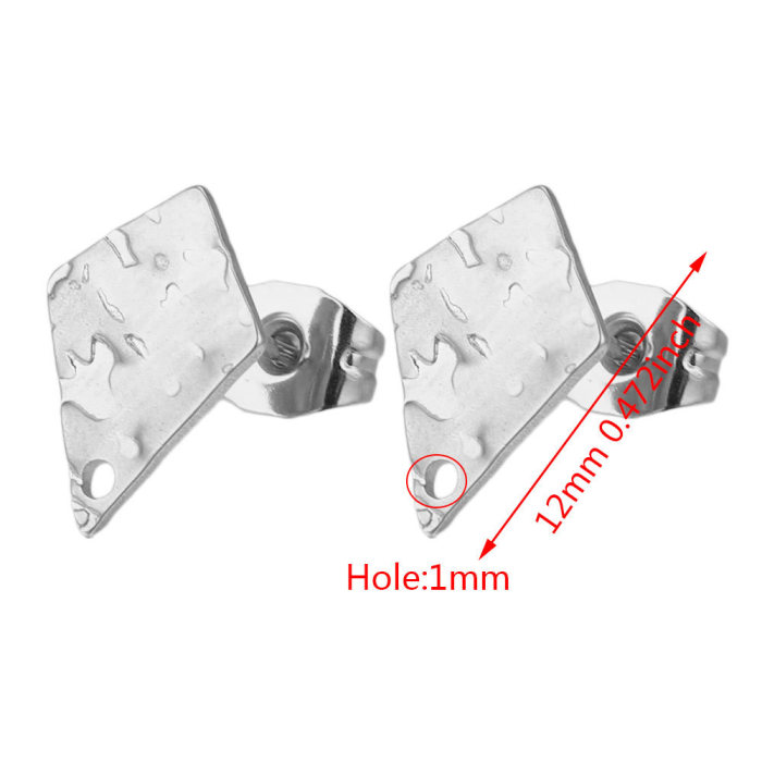 European and American Style Stainless Steel Geometric Stud Earrings Column Embossed DIY Earring Backs with Holes Jewelry Accessories Titanium Steel Earring Making