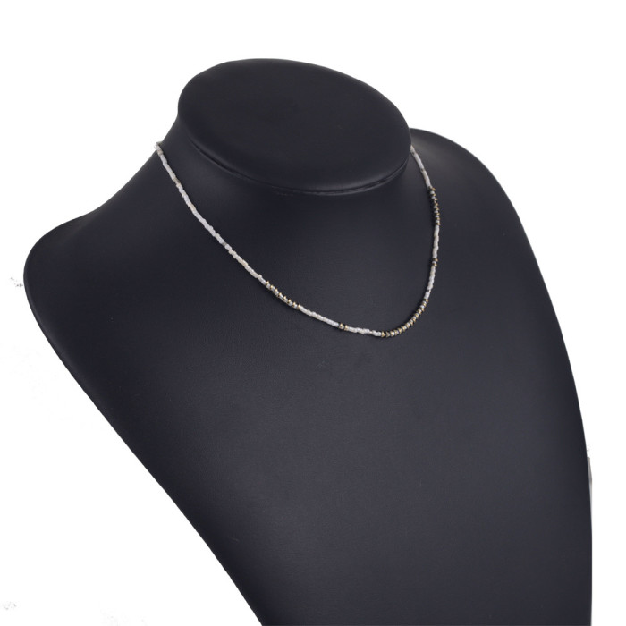 Stainless Steel Elegant Beaded Necklace Bohemian Style Chain Rice Beads DIY Necklace Handmade Irregular Necklace