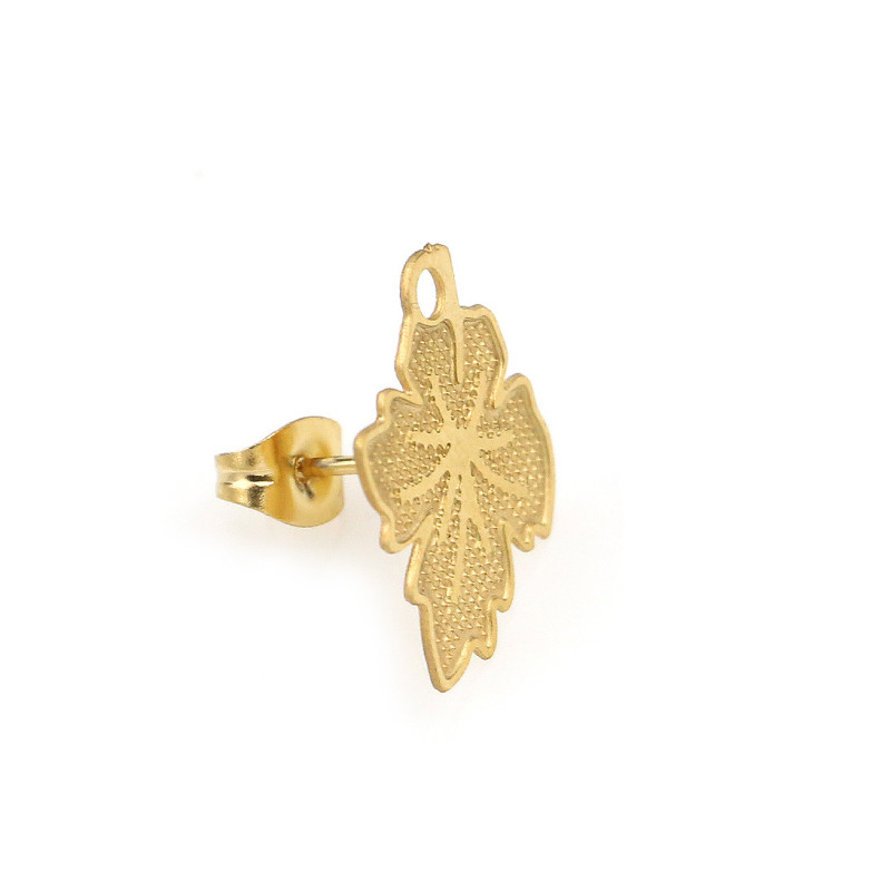 Stainless Steel DIY Maple Leaf Earrings Ear Hooks Vacuum Electroplating Handmade Jewelry Accessories Earrings Ear Studs Materials