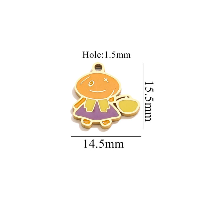 Halloween Pumpkin Lantern Dark Little Ghost Funny Cartoon Cute Pendant DIY Stainless Steel Accessories Jewelry Pendant