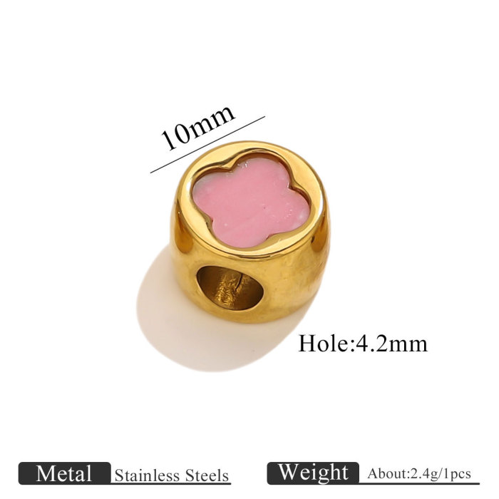 Stainless Steel Large Hole Acrylic Four-Leaf Clover Beads DIY Necklace Bracelet Spacer Beads Jewelry Accessories