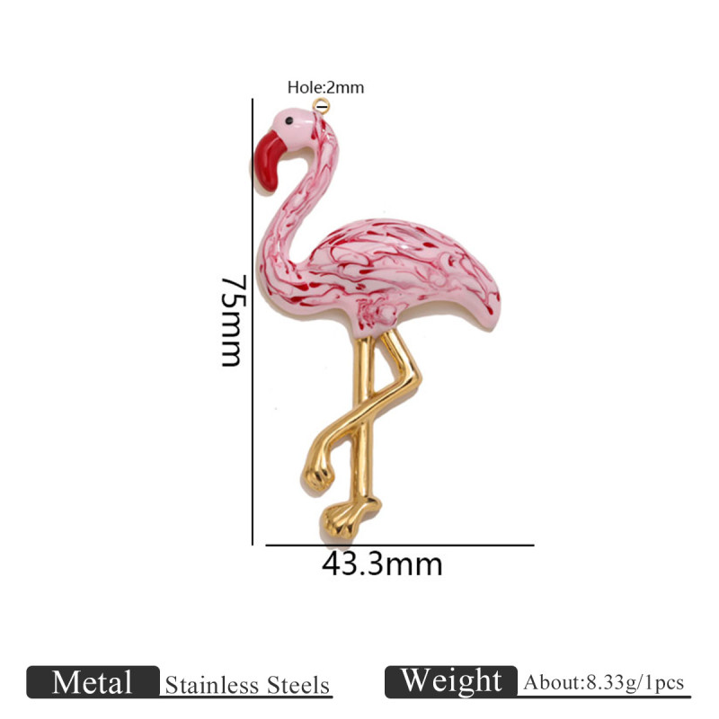 Colorful Oil Drop Flamingo Pendant Stainless Steel DIY Handmade Jewelry Accessories Animal Shape Necklace Bracelet Pendant