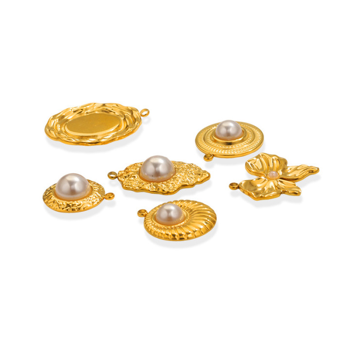 Stainless Steel Ins Style Electroplated 18K Gold Imitation Pearl Pendant DIY Handmade Jewelry Accessories Wholesale,...