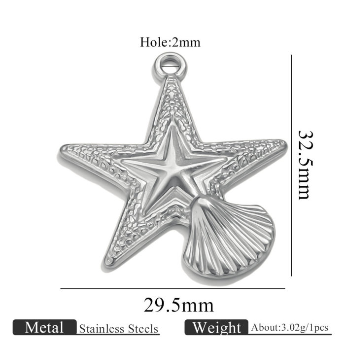 Stainless Steel Vacuum Gold Plated Five-Pointed Star Pendant DIY Necklace Moon Pendant Jewelry Creative Accessories