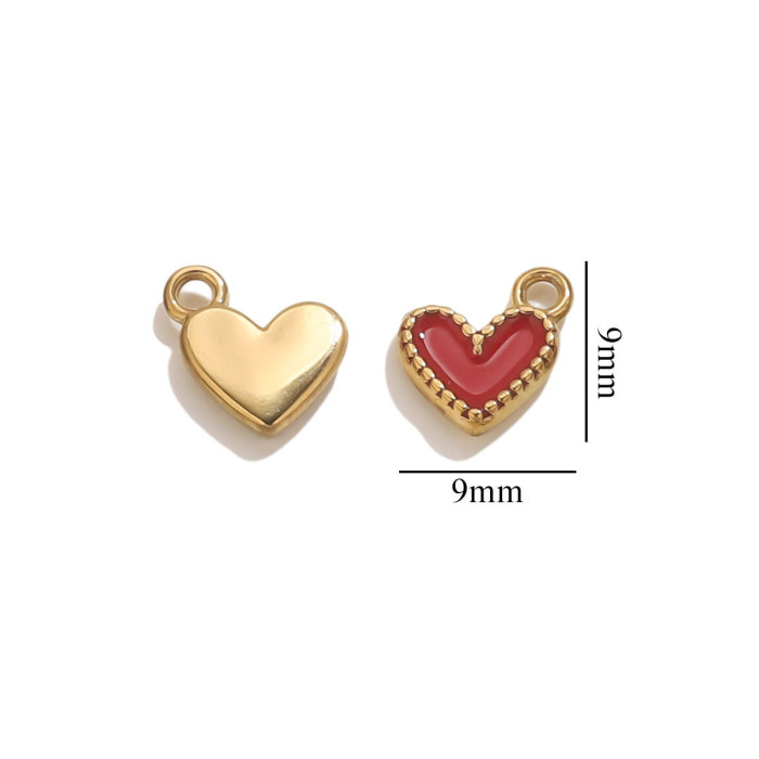 Stainless Steel Oil Drop Small Heart Pendant DIY Phone Small Hanging Ornament Accessories Heart Bracelet Earring Pendant Wholesale