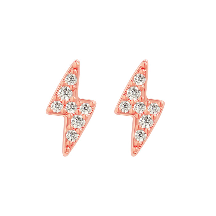 Hot-Selling Mini Earrings Internet Celebrity Versatile Hip-Hop Small Minimalist Micro-Inlaid Zircon Lightning Stud Ea...