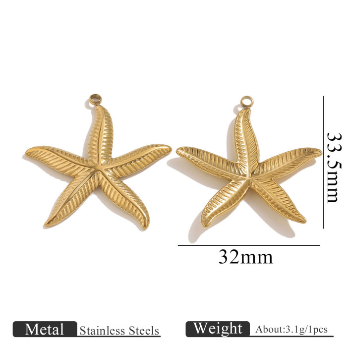 Stainless Steel Shell Ocean Series Starfish Conch Pendant DIY Necklace Accessories