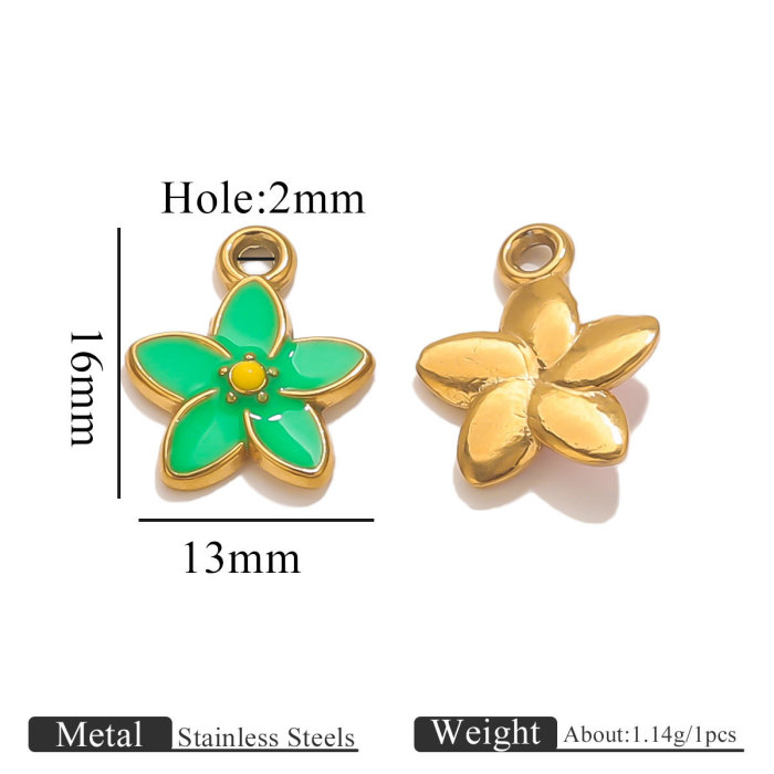 Stainless Steel Oil Drop Cartoon Pendant Dolphin Candy Flower Shell Jewelry Necklace Bracelet Pendant Accessories