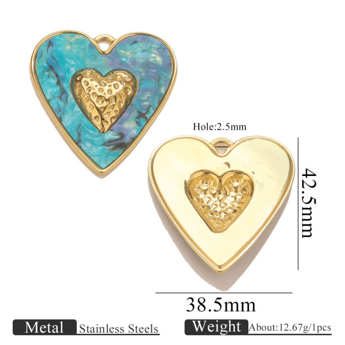 Stainless Steel Big Heart Pendant 18K Vacuum Plating Oil Drop Big Heart DIY Necklace Bracelet Jewelry Accessories