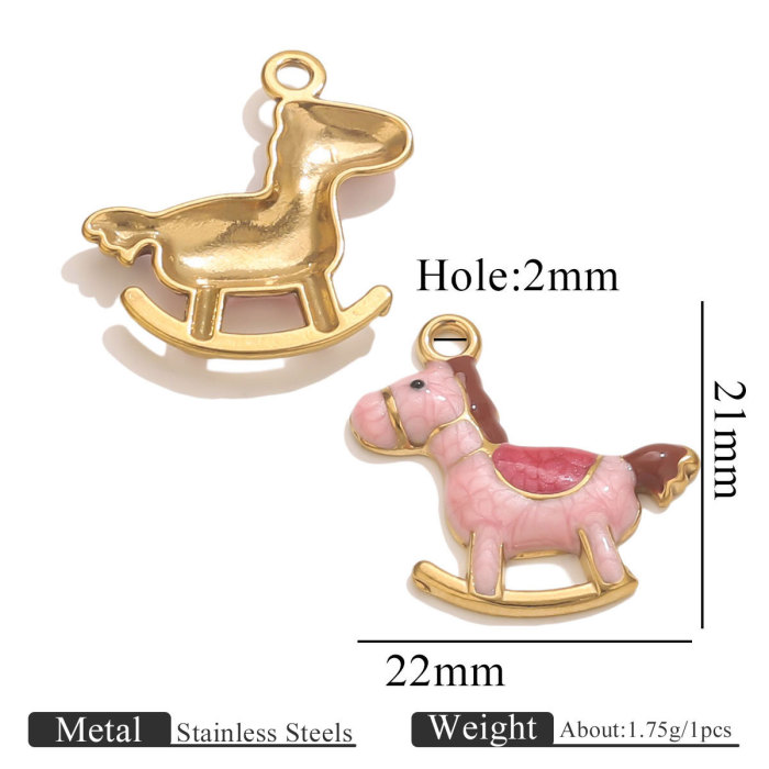 DIY Stainless Steel Trojan Horse Figurine Small Pendant Oil Drop Jewelry Accessories Bracelet Necklace Cartoon Pendan...