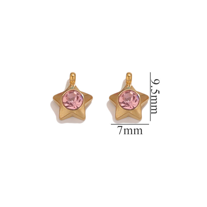 Stainless Steel Pendant Accessories 18K Gold Plated Color Retention Geometric Necklace DIY Bracelet Inlaid Crystal Jewelry Accessories