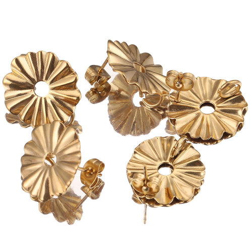 Stainless Steel Earring Accessories Ear Hooks DIY Handmade Round Hoop Earrings Vacuum Gold Plated Ear Jewelry