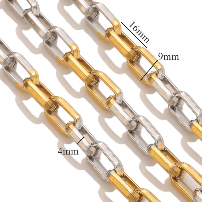 Large Hip-Hop Gold Titanium Steel Simple Gradient Plated 18K Gold Stainless Steel Handmade Chain DIY Bracelet Necklace