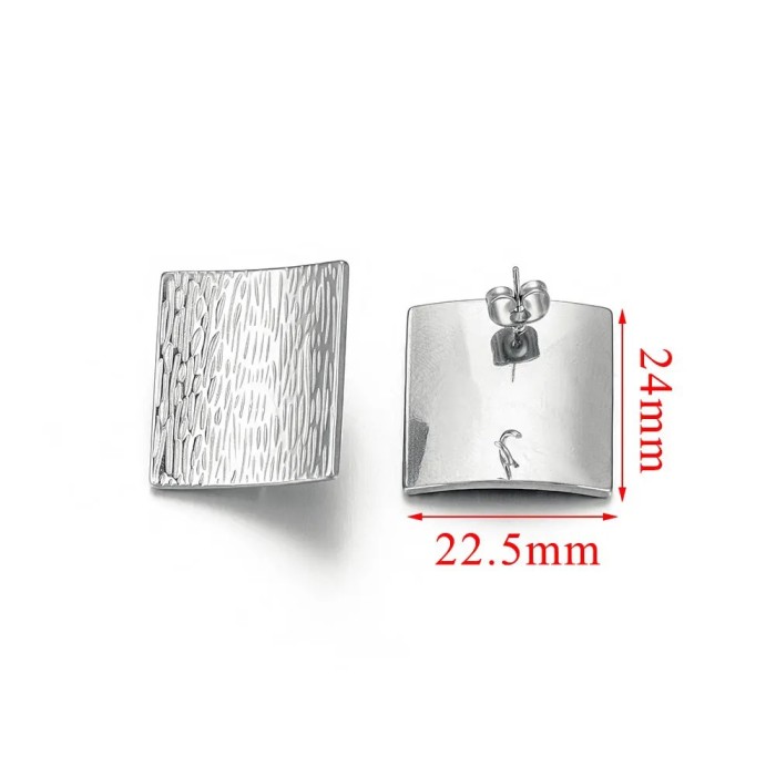 French Style Square Geometric Texture Gold Color Style Fashion Versatile Earrings Personalized Design Elegant DIY Ear...