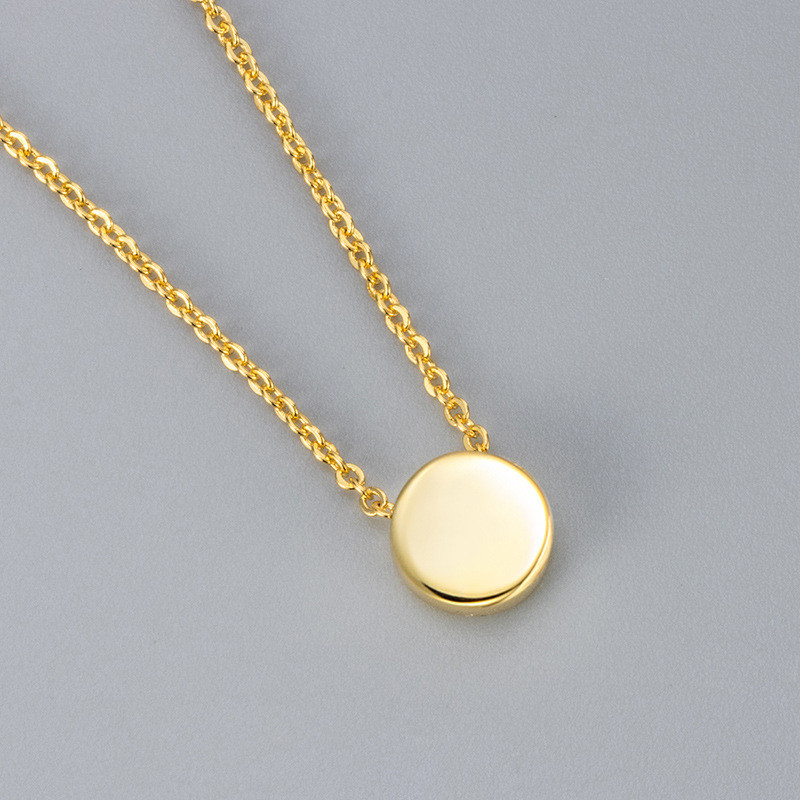 Round Smooth Pendant Necklace Simple Everyday Versatile Geometric Minimalist Style Daily Commute Necklace Jewelry