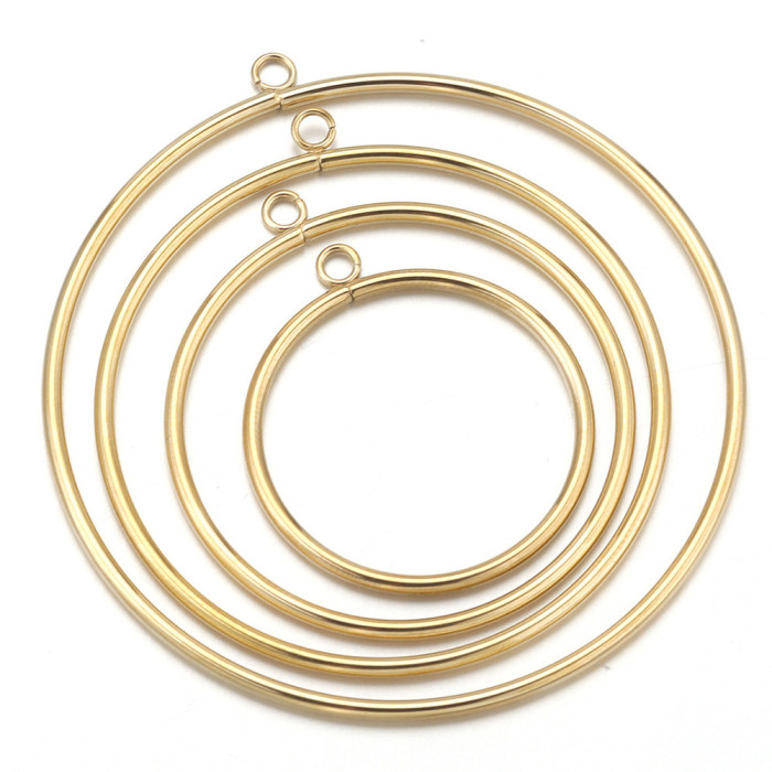 Stainless Steel Large Circle Pendant Titanium Steel Gold Circle Welding Circle DIY Jewelry Accessories Earrings Handmade