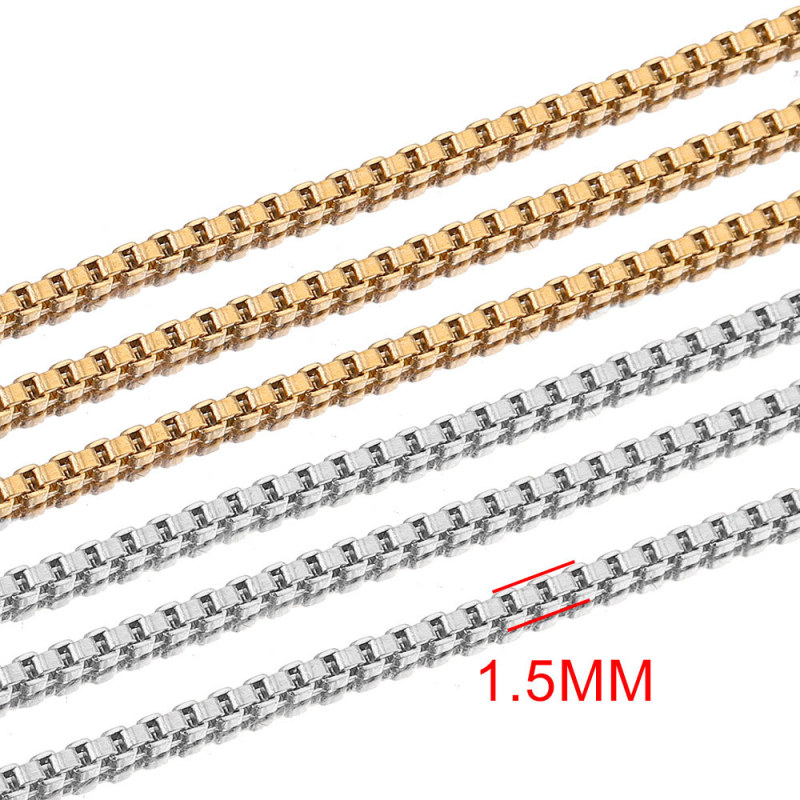 Stainless Steel Vacuum Gold Box Chain Square Chain Titanium Steel Chain DIY Jewelry Accessories Semi-finished Chain Rice Chain
