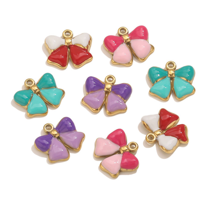 DIY Jewelry Accessories Stainless Steel Oil Drop Bow Pendant DIY Handmade Bracelet Necklace Accessories Wholesale