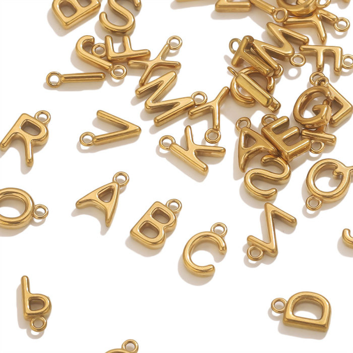 Stainless Steel 26A-Z Mini Circle Letter DIY Handmade Jewelry Accessories Vacuum Electroplated Jewelry Pendant, Neckl...