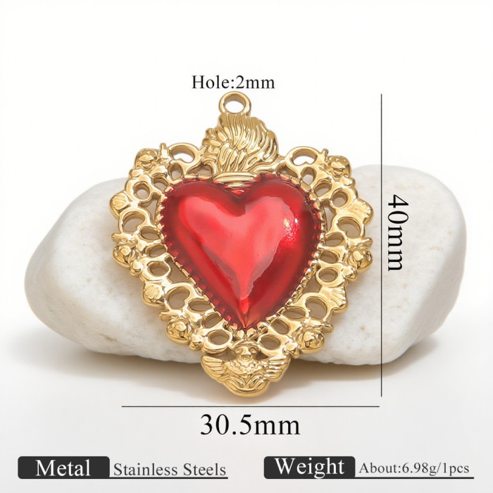 Stainless Steel Electroplated 18K Women's Necklace Pendant Color Retention Popular DIY Heart Wings Pendant Hanging De...