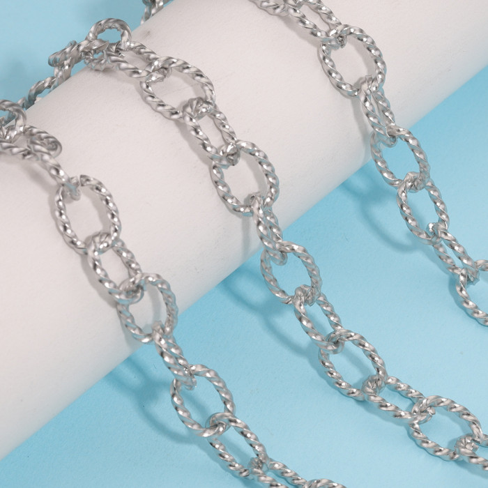 Stainless Steel Twisted 10mm Wide Large Hip-Hop Chain Braided O-Ring Coil Chain DIY Jewelry Accessories Handmade Necklace